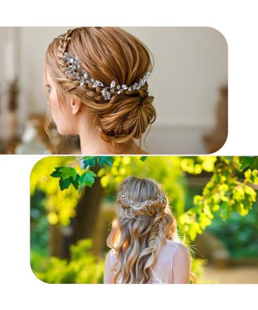 Crystal Bridal Hair Vine Bride Wedding Rhinestone Silver Bridal Hair Piece Crystal Headband Wedding Hair Pieces for Brides Silver Hair Accessories Hair Jewelry Wedding Headband for Women and Girls - Buy Online on GoSupps.com