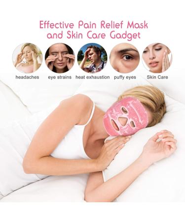 LotFancy Gel Beads Face Mask - Hot Cold Therapy for Full Face, Reduce Migraines, Headache, Stress, Puffy Eyes & Dark Circles - Adjustable Strap, Soft Fabric - Reusable Pink - Buy Online on GoSupps.com