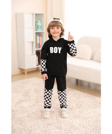 Borlai Kids Baby Boy Hooded Dinosaur Letter Sweatshirt Pullover Camo Pants Tracksuit Set 2-3 Years Black - Buy Online on GoSupps.com