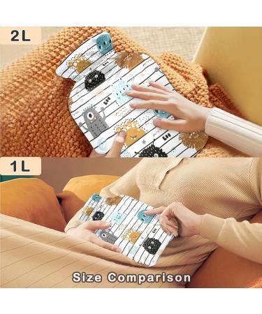 Naanle Stripes Monster Hot Water Bottle - 1L with Transparent Cover for Heat Therapy & Pain Relief | Perfect for Bed & Hand/Foot Use - Buy Online on GoSupps.com