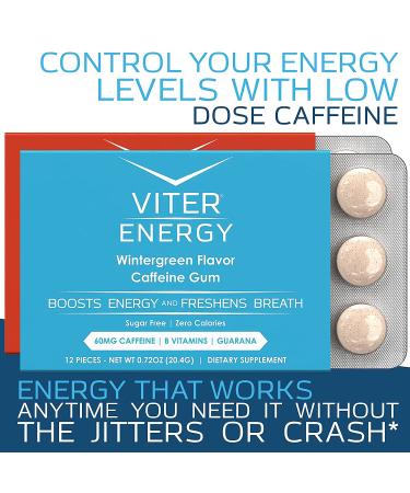 Viter Energy Caffeinated Gum Variety Pack - 60mg Caffeine, B Vitamins, Guarana - Sugar-Free Vegan Chewing Gum - Zero Calories - Performance Nootropic Chews for Energizing Focus - Buy Online on GoSupps.com