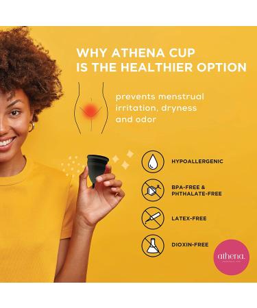 Athena Menstrual Cup - Soft Reusable Period Cup for Comfort - Large Size, Solid Midnight Black - Buy Online on GoSupps.com