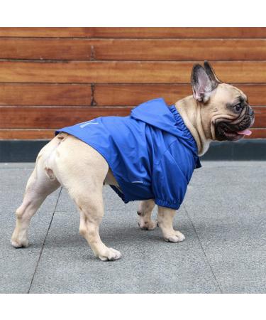 iChoue Lightweight Dog Raincoat Hooded Jacket for French Bulldog Shiba Inu - Blue/Size M - Buy Online on GoSupps.com