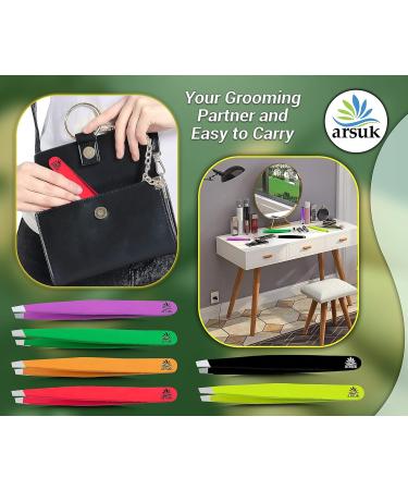 Arsuk Precision Tweezers - Diagonal Soldering & Eyebrow Tweezers for Women & Men | Perfect for Hair Removal (Black) - Buy Online on GoSupps.com