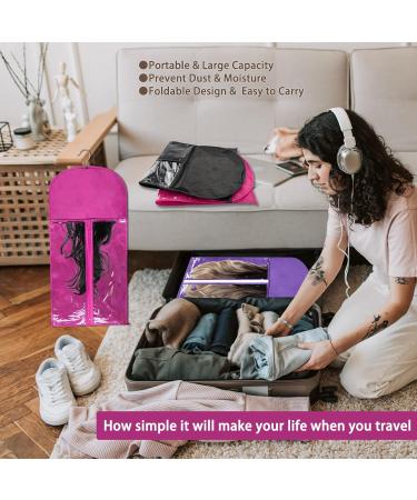 FLMOUTN 6 Pack Portable Hair Extension Holder - Dust-proof Wig Storage Bags with Anti-Slip Hangers - Set of Black, Rose, and Purple Cases for Women's Hair - Buy Online on GoSupps.com