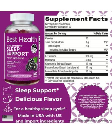 Melatonin Gummies Melatonin per Serving for Sleep Support* with L-Theanine & Botanicals Natural BlackBerry Mint Flavor (180ct) (5mg) 1 Count (Pack of 180) - Buy Online on GoSupps.com