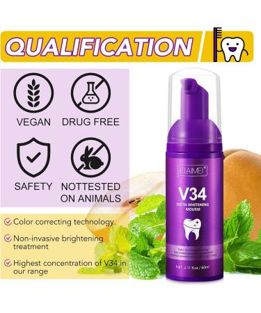 CCKULOOB Purple toothpaste for white teeth color correction serum V34 whitening booster removal of coffee stains smoke and yellow teeth - Buy Online on GoSupps.com