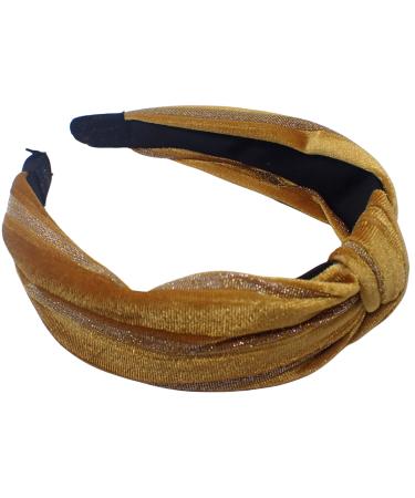 Topkids Accessories Velvet and Lurex Knot Alice Bands Adult Women Hair Accessories for Women Hair Bands for Women Thick Headband Womens Headbands Head Bands Adult Women Wide Headbands (Gold)