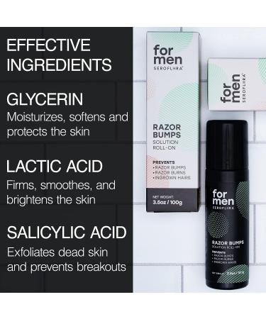 Seroflora Men's Razor Bump Solution - Ingrown Hair Treatment - After Shave & Waxing - Roll-On for Face, Legs, Body (3.5floz) - Buy Online on GoSupps.com