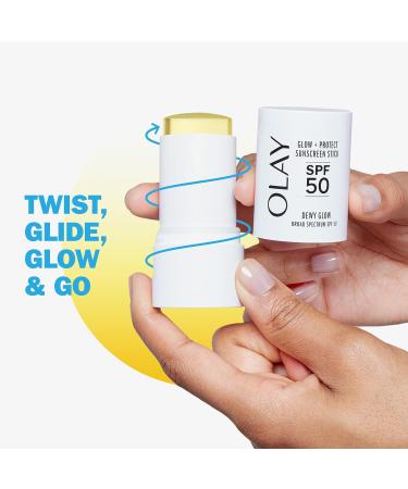 Olay Glow & Protect SPF 50 Face Sunscreen Stick, Fragrance Free, 0.5 OZ (14 G), Dewy Finish Sunscreen Stick with SPF 50 Broad Spectrum Sunblock for All Skin Types - Buy Online on GoSupps.com