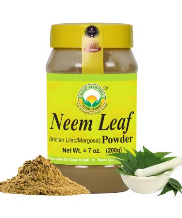BASIC AYURVEDA Neem Leaf Powder 7.05 Oz (200g) | Pure & Natural Herbal Supplement for Skin, Hair & Wellness | Acne Care | No Preservatives or Additives