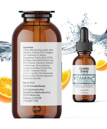 Vitamin C Serum for Face - Anti-Aging Skin Brightening with 20% Vitamin C Hyaluronic Acid Vitamin E & Ferulic Acid - 1 Fl Oz - Buy Online on GoSupps.com