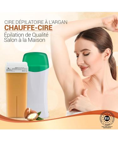  Dermawax Dermawax Roll-On Set Argan 100ml Wax Cartridge + 25W Roll-On Heater Hair Removal Device with Strips for Legs - Buy Online on GoSupps.com