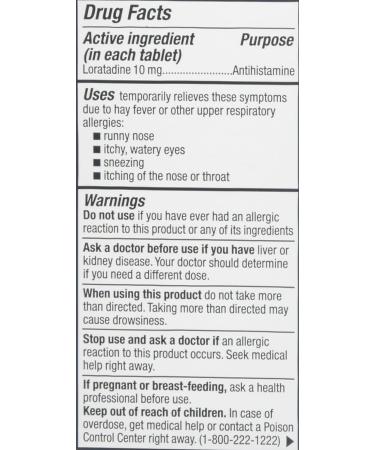 Allergy Relief: Loratadine 10mg Tab 100 Count - 24 Hour Allergy Relief (Pack of 1) - Buy Online on GoSupps.com