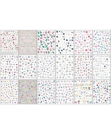Spring Flower Nail Stickers 18 Sheets Self-Adhesive Nail Decal Summer Floral Nail Art Decoration Design Supplies - Buy Online on GoSupps.com