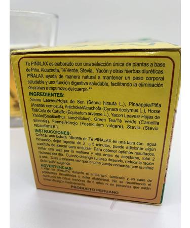 Pinalax Pineapple Tea for Weight Loss and Detox - 100% Natural Blend with Artichoke, Green Tea, Yacon, and Stevia | 30 Tea Bags - Buy Online on GoSupps.com