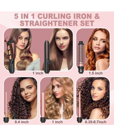 5 in 1 Curling Iron Set - Ceramic Curling Wand Hair Straightener & Brush Dual Voltage for Fast Heat - Perfect for International Shipping - Buy Online on GoSupps.com