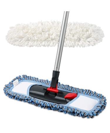 CLEANHOME Dust Mop for Floor Cleaning Microfiber Professional Dry & Wet Flat Mops for Tile Floors with a Extra Chenille Refill Mopping Pad for Hardwood,Tile,Marble Floor