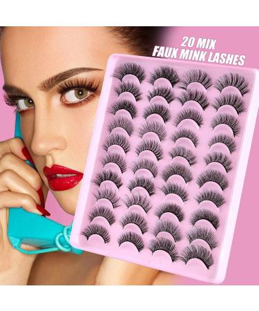 False Eyelashes 20 Pairs Textured Natural Fluffy Boosted Wispy Lashes False Eyelashes Thick Long Messy False Eyelashes - Buy Online on GoSupps.com