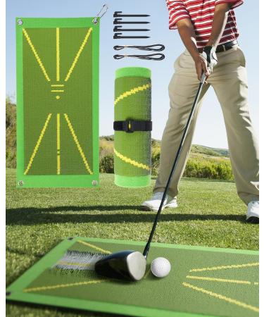 Golf Training Mat for Swing Detection Batting - Golf Swing Trainer Mat That Shows Swing Path, Correct Hitting Posture, Advanced Golf Training Aid Equipment Outdoor Indoor Golf Gifts for Men Women