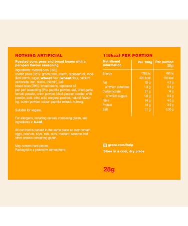 Graze - Peri Peri Snacks - Healthy Snacks Alternative for Crisps Mixed Nuts & Pretzels - Ideal if you Love Corn Broad beans and Corn hoops mixed Savoury Vegan Snacks (18x28g pack) - Buy Online on GoSupps.com