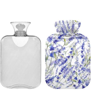 Hot Water Bottle with Lavender Flowers Cover - 2L Pain Relief for Adults & Children - Buy Online on GoSupps.com