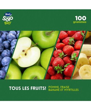 Hero Solo - Gourde Bio De Pomme Fraises Banane et Mirtylles- Puree de Fruits BIO 100% Naturels Compote Sans Sucre Ajout - pour B b s D s 4 Mois - Lot de 18 x 100 g 100 g (Lot de 18) - Buy Online on GoSupps.com