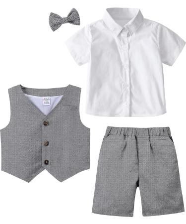 Mint Green Baby Boy 3pcs Gentleman Suit | Dark Grey Herringbone Wedding Christening Outfit | 12-18 Months - Buy Online on GoSupps.com