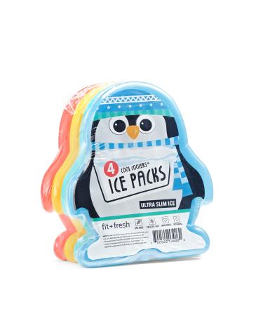 Fit & Fresh, Penguins Cool Coolers Lunch Ice Packs, Set of 4, Multicolored