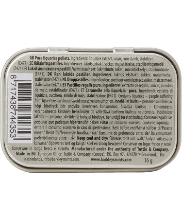 Barkleys Pure Intense Liquorice Pellets. Pure Liquorice Candies 12 Mini Cans x 16 gr. Without Milk derivatives Gluten Eggs Soy and Animal substances. Suitable for Vegetarians and Vegans - Buy Online on GoSupps.com