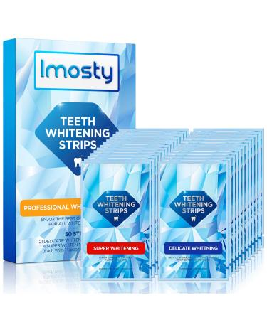Teeth Whitening Strips , 50 Pcs , Professional White Strips for Teeth Whitening , Express White Teeth Strips for Fast Result , 25 Treatments White Teeth Strips for Sensitive Teeth by Imosty