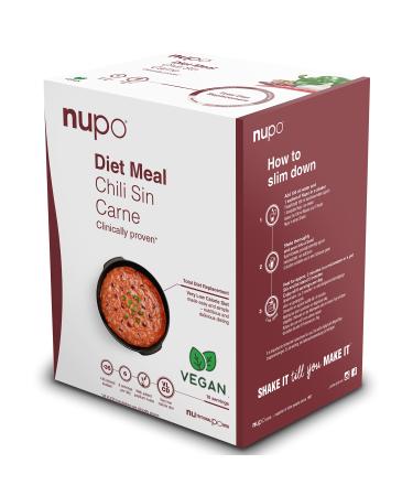 NUPO Diet Meal Chili Sin Carne Premium Diet Meal for Weight Management I Complete Meal Replacement for Weight Control I 10 Servings I Very Low-Calorie Diet Vegan Gluten Free GMO Free Chili Sin Carne 340 g (Pack of 1)