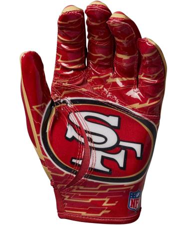 Shop Wilson NFL Team Super Grip Gloves for Youth - San Francisco One Size Silicone/Stretch Lycra - Buy Online on GoSupps.com