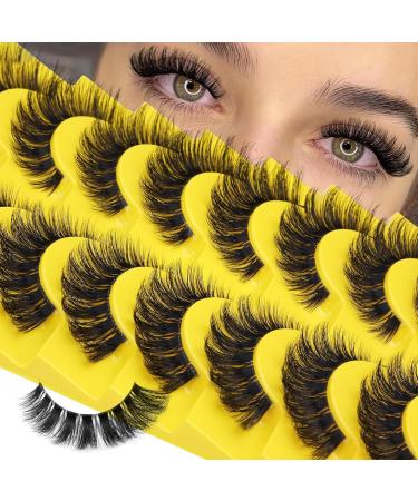Cat Eye Lashes D Curl Russian Strip Lashes 17mm Fluffy False Eyelashes Clear Band Eyelashes Dramatic Faux Mink Lashes (Black (8 pairs)) - Buy Online on GoSupps.com