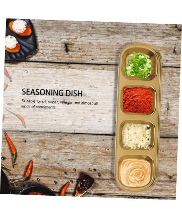 HOMSFOU 1Pc Condiment Dishes Side Seasoning Dish Divided Sauce Dishes dip Dishes Japanese dip Bowls Compartment Appetizer Plate Mini Appetizer Seasoning Dishes Small Sushi Headset hot Pot Gold 26.5x8.1cm - Buy Online on GoSupps.com