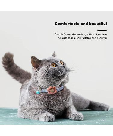 GOUHRRY 2 Pack Cat Collars with Bells | Handmade Six Petals Flowers Charms | Adjustable Breakaway Safety Collars for Kittens and Dogs | Cute Flower Patterns | Gray+Pink - Buy Online on GoSupps.com