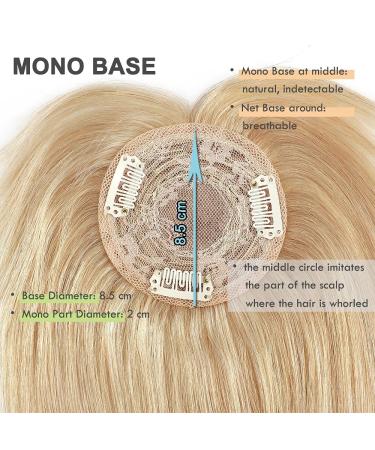 Elailite Mono Hair Part Real Hair Topper for Women | 150% Density Clip-In Extensions | Remy Smooth 10-25cm | #18/613 Ash Blonde & Bleached Blonde - Buy Online on GoSupps.com
