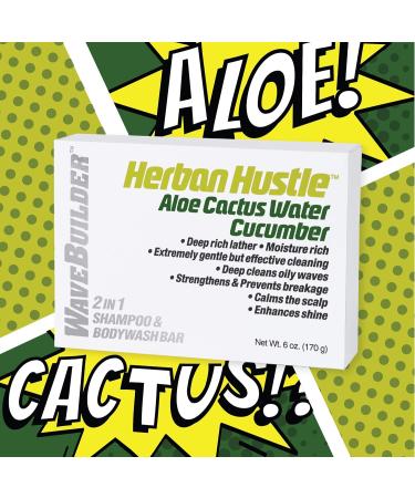 Wavebuilder Herban Hustle Aloe Cactus Water Cucumber 2-in-1 Shampoo & Bodywash Bar | Eco-Friendly Cleansing | International Shipping Available - Buy Online on GoSupps.com