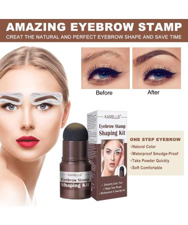 Brow Stamp Waterproof Makeup Eyebrow Powder Stencil Kit One Step Brow Stamp Shaping Kit for Grooming and Drawing Brows Reusable Eyebrow Tint Styling Tool Eye Brow Stamp with Brow Brush Cosmetic Tool - Buy Online on GoSupps.com