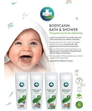 BODYCANN Kids & Babies Vegan 2-in-1 Shower Gel & Shampoo Organic Hemp Gentle Wash for Sensitive Skin Eczema & Psoriasis - Buy Online on GoSupps.com