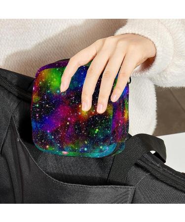 Abstract Colorful Universe Women's Binding-Storage Bag | Rainbow Galaxy Menstrual Pad & Cup Pocket with Zipper - Buy Online on GoSupps.com