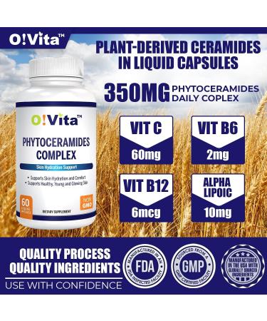 Phytoceramides Complex for Skin Repair & Rejuvenation | Anti-Aging Support | Plant-Derived Ceramides with Vitamins C B-6 & B-12 | 60 Non-GMO Liquid Capsules - 2-Month Supply - Buy Online on GoSupps.com