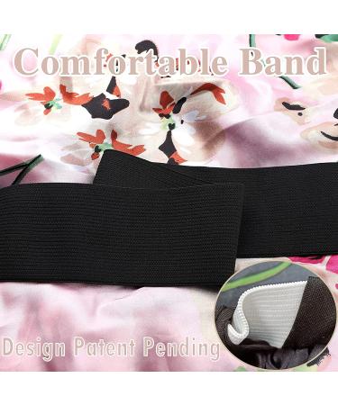 2PCS Large Satin Bonnet Set for Curly Hair - Black+Pink Flower | Jumbo Sleep Cap for Women | Hair Care & Protection - Buy Online on GoSupps.com