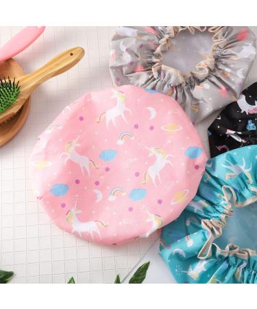 Phoetya 4 Pack Unicorn Shower Caps Double Layer Waterproof Shower Hat Reusable Elastic Band Bath Caps Perfect for Women and Girls Shower Spa - Buy Online on GoSupps.com