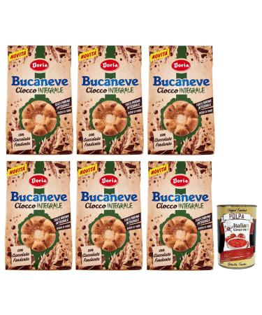 Italian Gourmet E.R. Doria Bucaneve Ciocco Integral Set of 6 Whole Wheat Flour and Dark Chocolate 300 g Bag + Tomato Pulp Italian Gourmet Tomato Pulp 400 g