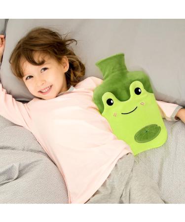 Samply Hot Water Bottle with Cover - Cute 1L Green Frog Design Removable & Washable Soft Cover Ideal for Warmth & Comfort - Buy Online on GoSupps.com