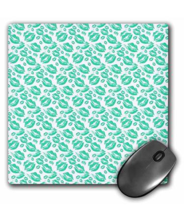 3dRose Two Kisses Collided Lip Affectionate Aqua Colored Lips Pattern - Mouse Pads (mp_357230_1)