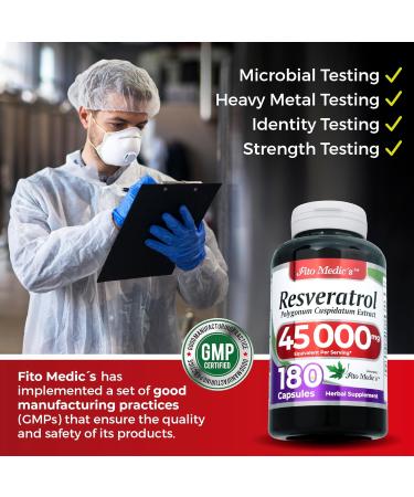 FITO MEDIC'S Lab | Resveratrol | Resveratrol Supplements | Resveratrol Capsules 450 mg 100:1 per 3-Capsule Serving | 180 Caps 180 Count (Pack of 1) - Buy Online on GoSupps.com