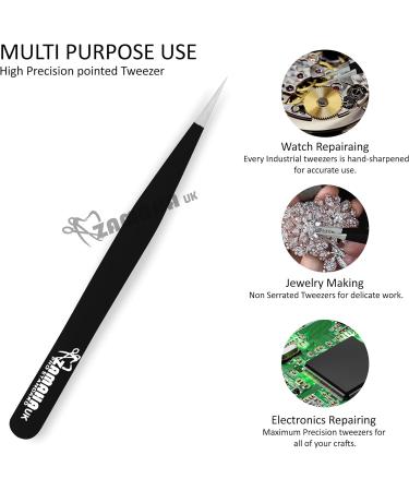 ZAMAHA UK Boot Shape Curved Volume Tweezers - Japanese Stainless Steel - Precision Angled Tip for 3D 4D 6D Lash Extensions (Black) - Buy Online on GoSupps.com