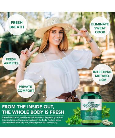 Body Deodorizing Supplement | Natural Internal Odor Control | Chlorophyll Capsules | with Chlorophyllin Parsley and Peppermint | for Skin Breath and Body Health | 4 Month Supply - 120 Caps - Buy Online on GoSupps.com